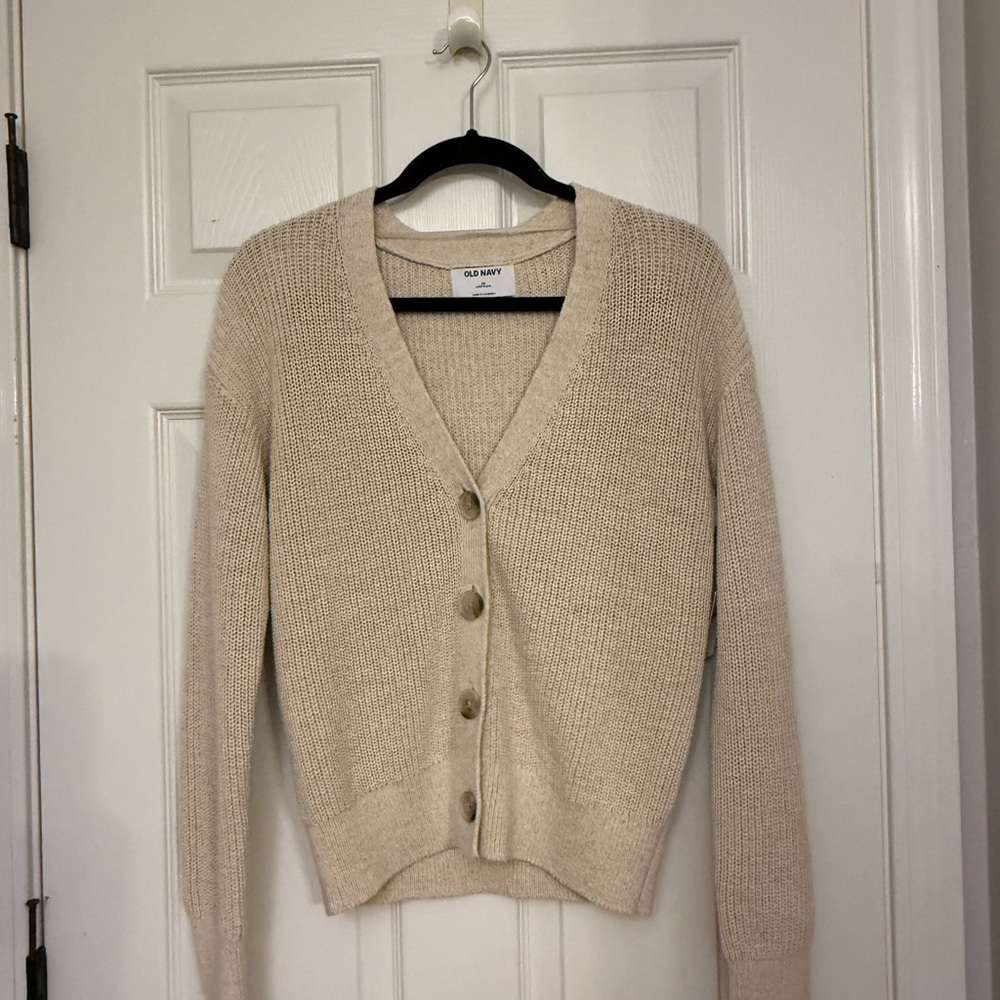 Old Navy Cream Cardigan Sweater Timeless Knit